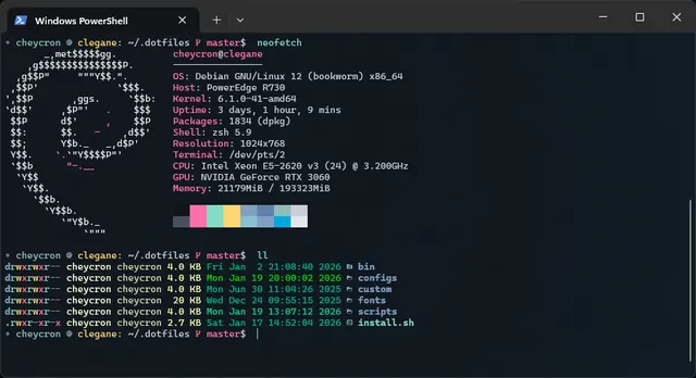 Dark-themed terminal showing system information.