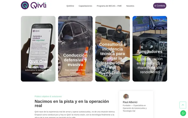 Tarjetas con QivliOne, conducción defensiva, consultoría y simuladores.